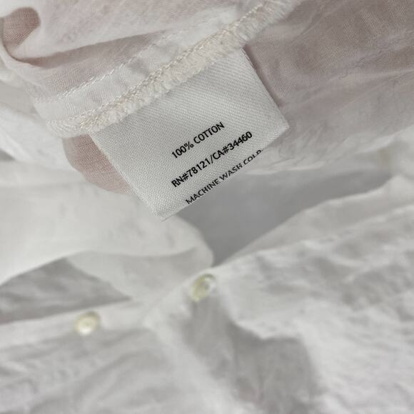 EILEEN FISHER Shirt 1X Plus Seersucker Cotton Button Front Long Sleeve White - Picture 10 of 13